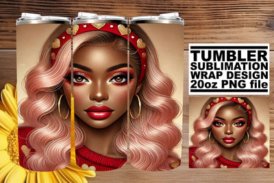 elevate your drinkware! , High-resolution tumbler wrap, Love Girl Sublimation afrosvg 