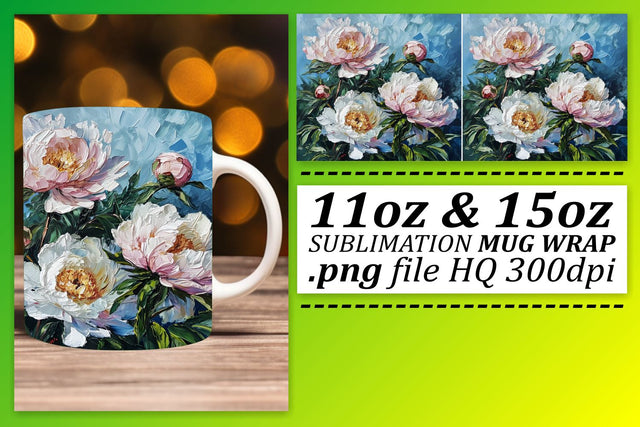 Elevate Your Mug Experience with Vibrant Oil Painted Florals - Sublimation Wrap Sublimation afrosvg 