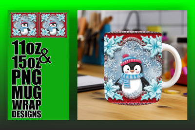 elevate your mug sublimation game! , High-quality wraps, 3D Xmas Sublimation HoodArtCraft 