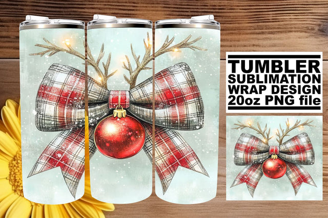 elevate your projects! , High-resolution PNG tumbler wrap, Christmas Bow Sublimation afrosvg 