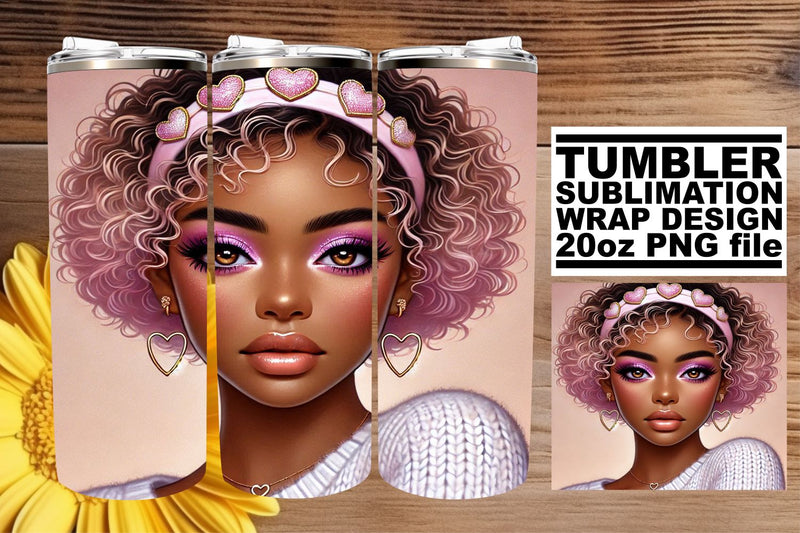 elevate your projects! , High-resolution PNG tumbler wrap, Love Girl Sublimation afrosvg 