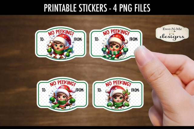 Elf 3D Printable Gift Tag Stickers | Boy & Girl Elf Stickers Sublimation Ewe-N-Me Designs 