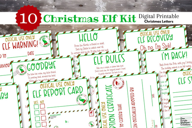 Elf Activity Letter Bundle Kit | Christmas Printable Digital Pattern Fine Purple Elephant Creations 