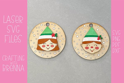 Elf Boy and Elf Girl Ornament Laser SVG File SVG Crafting With Brenna 