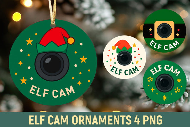 Elf Cam Sublimation Ornament Pack SVG KMarinaDesign 