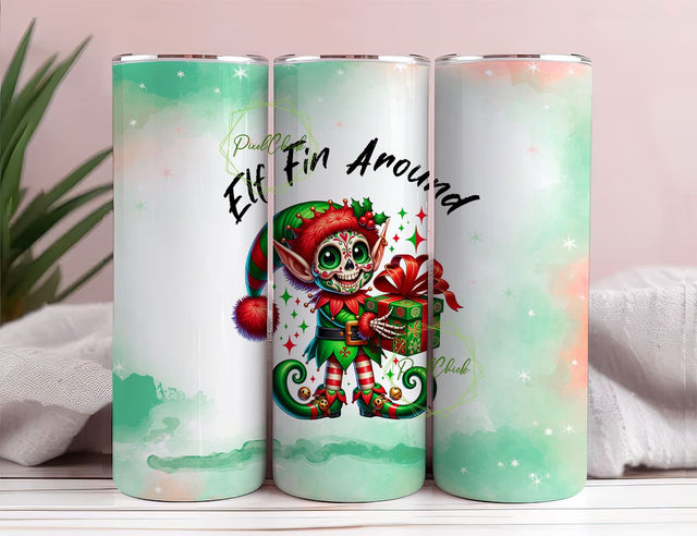 Elf Fin Around 20 oz Skinny Tumbler Wrap Sublimation Design Digital Download PNG Sublimation PixelChick 