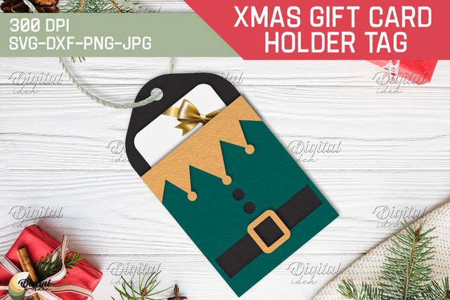 Elf SVG Christmas Gift Card Holder Tag. 3D Layered Paper Cut 3D Paper Evgenyia Guschina 