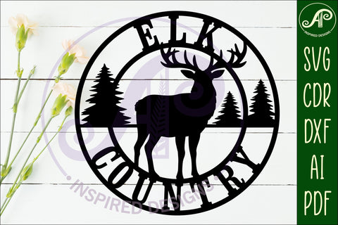 Elk country wall art sign, SVG file. vector SVG APInspireddesigns 