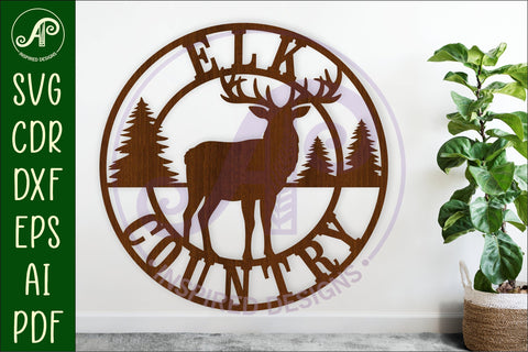 Elk country wall art sign, SVG file. vector SVG APInspireddesigns 