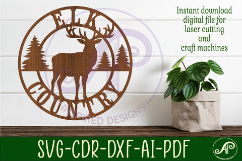 Elk country wall art sign, SVG file. vector SVG APInspireddesigns 