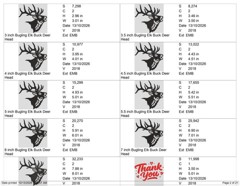 Elk Head Embroidery Design – Bull Elk Antlers Wildlife Hunting Silhouette Machine Embroidery File Embroidery/Applique DESIGNS PatternFeed8 