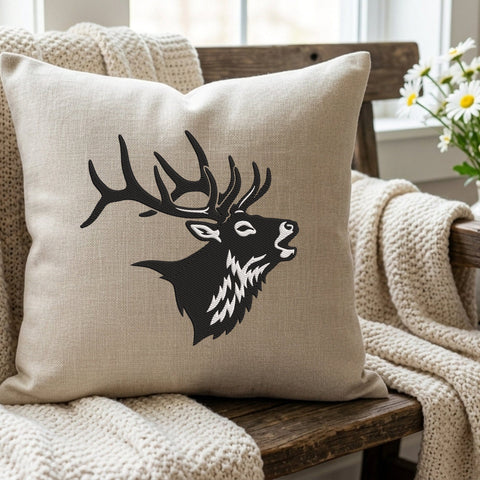 Elk Head Embroidery Design – Bull Elk Antlers Wildlife Hunting Silhouette Machine Embroidery File Embroidery/Applique DESIGNS PatternFeed8 