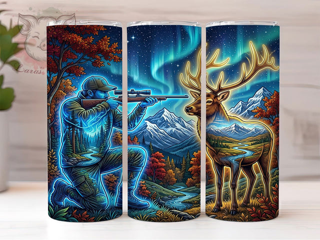 Elk Hunter Double Exposure 20oz Tumbler, Elk Hunter Tumbler, Double Exposure PNG, Hunting Tumbler Wrap, Elk Sublimation Design, Wildlife Tumbler PNG, Deer Hunter Gift, 20Oz Tumbler Wrap Sublimation Lara' s Designs 