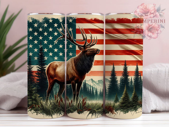 Elk Hunting 20oz Tumbler Wrap PNG, Deer American Flag Tumbler Png, Straight & Tapered Tumbler Wrap, Instant Digital Download Sublimation Li Zamperini 