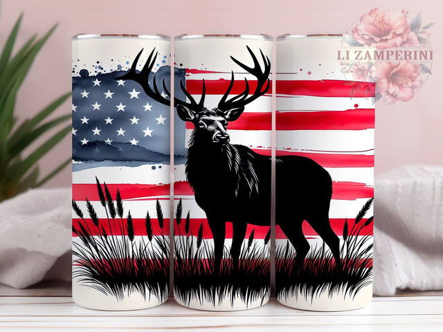 Elk Hunting 20oz Tumbler Wrap PNG, Deer American Flag Tumbler Png, Straight & Tapered Tumbler Wrap, Instant Digital Download Sublimation Li Zamperini 