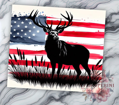 Elk Hunting 20oz Tumbler Wrap PNG, Deer American Flag Tumbler Png, Straight & Tapered Tumbler Wrap, Instant Digital Download Sublimation Li Zamperini 