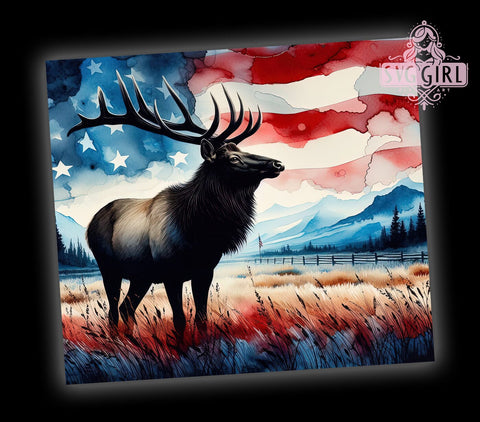 Elk Hunting 20oz Tumbler Wrap Sublimation Design, Straight Tapered Tumbler Wrap, Deer American Flag Tumbler Png, Instant Digital Download Sublimation SvggirlplusArt 