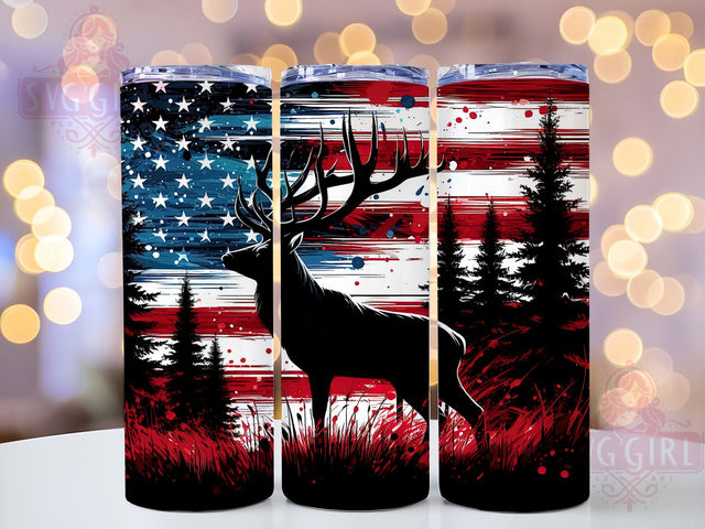 Elk Hunting, American Flag, Tumbler Wrap, 20oz Tumbler, Sublimation Design, Hunting Gift, Outdoor Decor Sublimation SvggirlplusArt 
