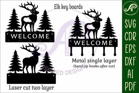 Elk Key holder designs for wood and metal SVG APInspireddesigns 