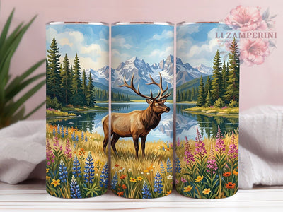 Elk Mountain Lake 20oz Tumbler, Elk Mountain, Mountain Lake, Elk Tumbler, 20oz Tumbler, Lake Tumbler, Wildlife Tumbler, Tumbler Wrap Sublimation Li Zamperini 