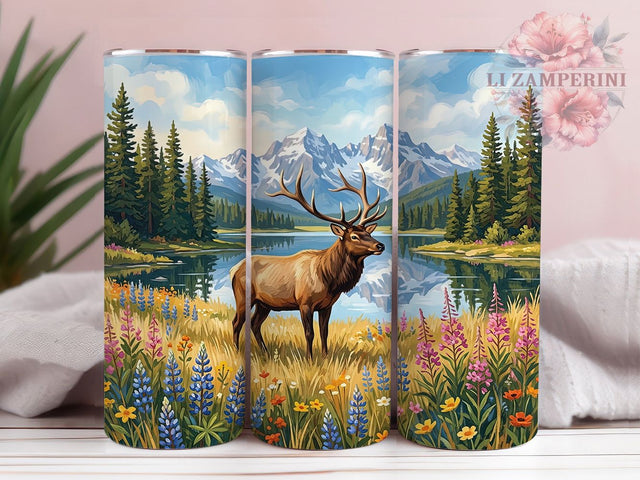 Elk Mountain Lake 20oz Tumbler, Elk Mountain, Mountain Lake, Elk Tumbler, 20oz Tumbler, Lake Tumbler, Wildlife Tumbler, Tumbler Wrap Sublimation Li Zamperini 