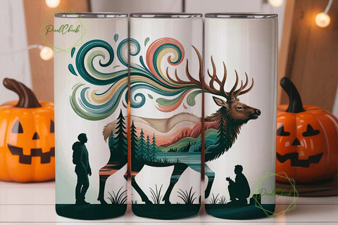 Elk Nature Landscape 20oz Tumbler Wrap Sublimation PixelChick 
