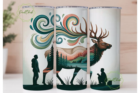 Elk Nature Landscape 20oz Tumbler Wrap Sublimation PixelChick 