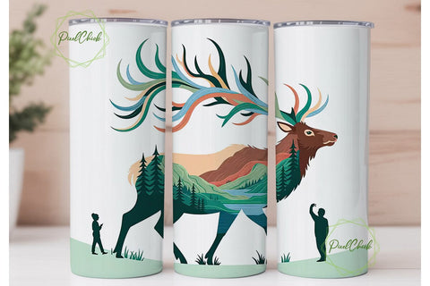 Elk Nature Landscape 20oz Tumbler Wrap Sublimation PixelChick 