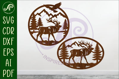 Elk scene wall art sign, SVG file SVG APInspireddesigns 
