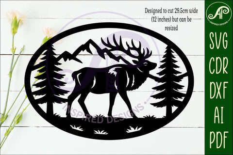 Elk scene wall art sign, SVG file SVG APInspireddesigns 