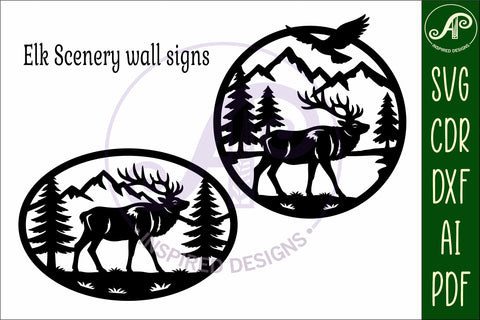 Elk scene wall art sign, SVG file SVG APInspireddesigns 