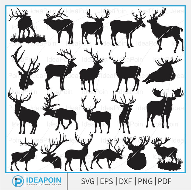 Elk Svg Deer Svg, Elk Silhouette SVG, Elk Silhouette Pack, Deer Svg, Elk Antlers Hunting Svg, Elk Clipart, Elk Antler Scene SVG0 SVG Dinvect 