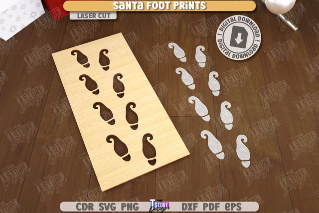 Elves Foot Prints Laser Cut | Christmas | Footprint Stencils | Elves Foot Prints Templates | CNC File SVG The T Store Design 