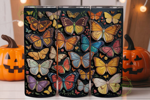 Embossed Butterfly Garden 20oz Wrap Sublimation PixelChick 