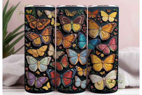 Embossed Butterfly Garden 20oz Wrap Sublimation PixelChick 