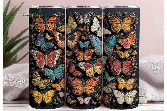 Embossed Butterfly Garden 20oz Wrap Sublimation PixelChick 