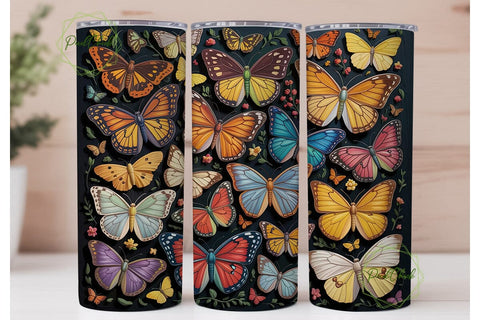 Embossed Butterfly Garden 20oz Wrap Sublimation PixelChick 