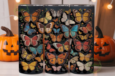 Embossed Butterfly Garden 20oz Wrap Sublimation PixelChick 