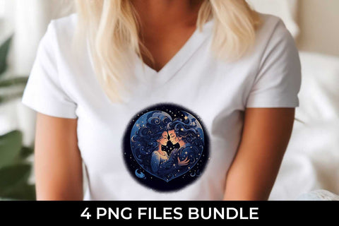 Embrace Boho Love with Cosmic Embraces - T-Shirt Sublimation Design Bundle Sublimation Sintegra 