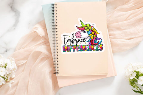 Embrace differences Sticker Design Sublimation Regulrcrative 