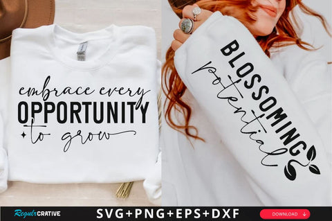 Embrace Every Opportunity to Grow Sleeve SVG Design, Inspirational sleeve SVG, Motivational Sleeve SVG Design, Positive Sleeve SVG SVG Regulrcrative 