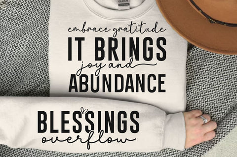 Embrace Gratitude It Brings Joy and Abundance Sleeve SVG Design, Inspirational sleeve SVG, Motivational Sleeve SVG Design, Positive Sleeve SVG SVG Regulrcrative 