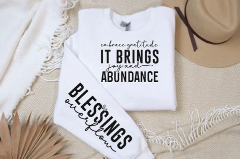 Embrace Gratitude It Brings Joy and Abundance Sleeve SVG Design, Inspirational sleeve SVG, Motivational Sleeve SVG Design, Positive Sleeve SVG SVG Regulrcrative 