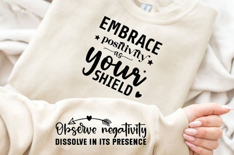 Embrace positivity as your shield Sleeve SVG Design, Inspirational sleeve SVG, Motivational Sleeve SVG Design, Positive Sleeve SVG SVG Regulrcrative 