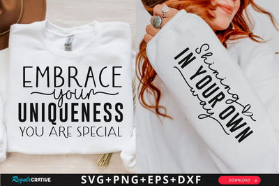 Embrace Your Uniqueness You Are Special Sleeve SVG Design, Inspirational sleeve SVG, Motivational Sleeve SVG Design, Positive Sleeve SVG SVG Regulrcrative 