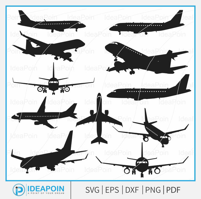 Embraer ERJ-170 SVG, Embraer ERJ-175 SVG, Embraer ERJ-170 Vector, Airplane Silhouette, Pilot svg, Jet svg SVG Dinvect 