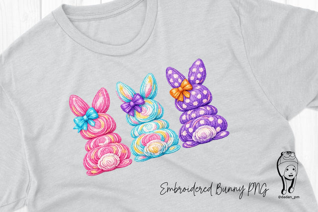 Embroidered Bunny PNG Bundle – Cute Fluffy Rabbit Digital Embroidery SVG dadan_pm 