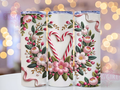 Embroidered Candy Cane Tumbler, Candy Cane Design, Christmas Embroidery Art, Festive Holiday Graphic, Cute Candy Cane Pattern, 20oz Tumbler, Sublimation Design Sublimation SvggirlplusArt 