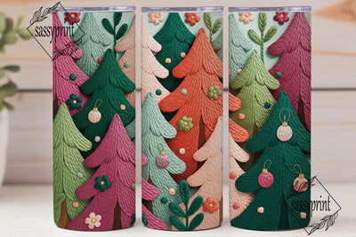Embroidered Christmas Tree 20oz Tumbler Sublimation sassyprint 