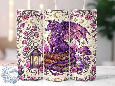 Embroidered Dragon 20oz Tumbler, Embroidered Dragon, Dragon Tumbler, Dragon Embroidery, Dragon Tumbler PNG, Embroidered PNG, Dragon Sublimation, Fantasy Dragon PNG Sublimation ToriDesigns 